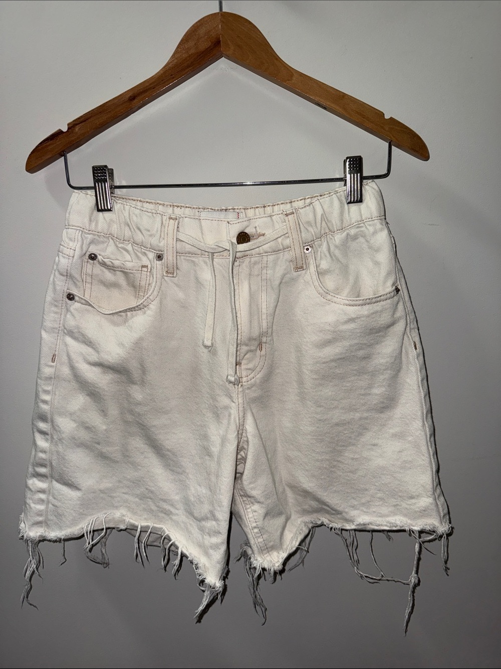BDG White Distressed Denim Jean Shorts